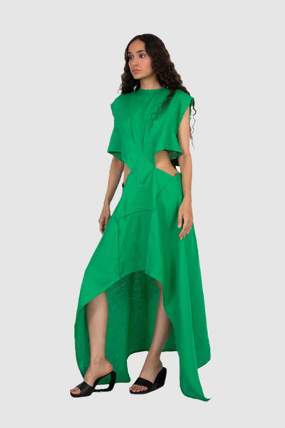 Green Axis Shift Dress