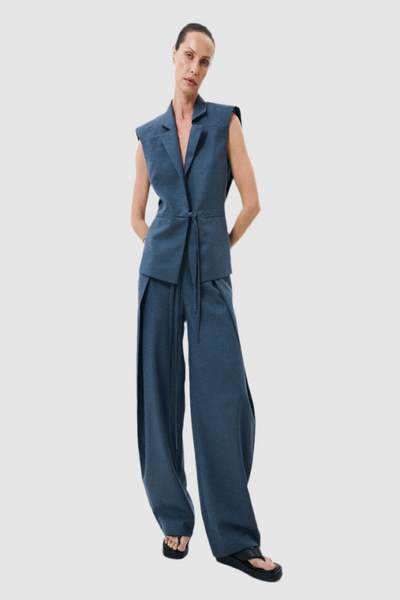Blue Pleated Pants