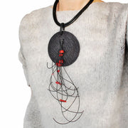 Black Disk Necklace Eith Cor Nuggets