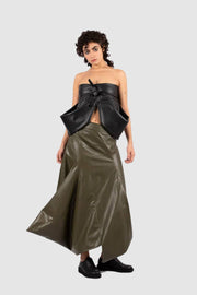 Olive Faux Leather Skirt