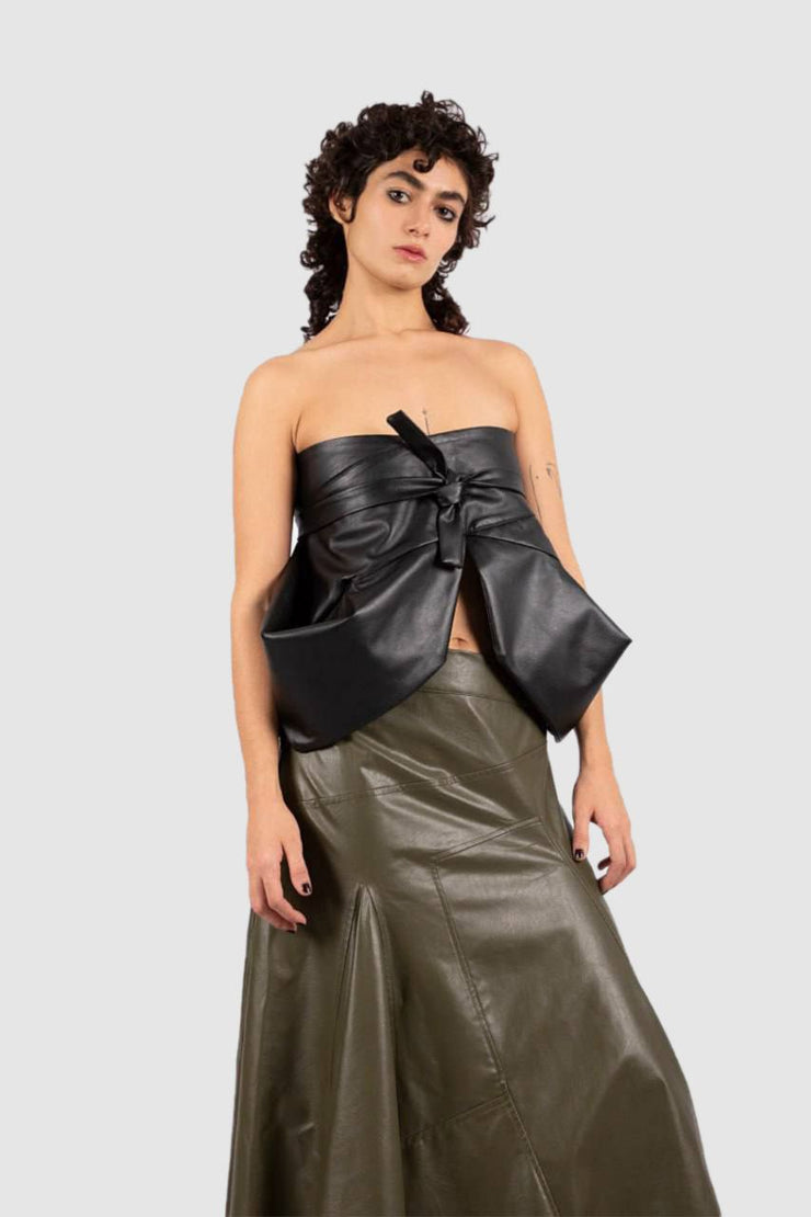 Olive Faux Leather Skirt