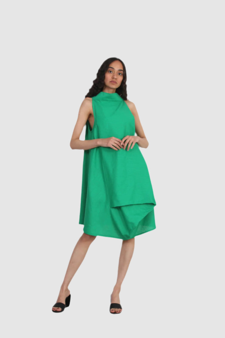 Green Fluid Geometry Dress