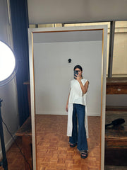 White Layered Linen Asymmetrical Top