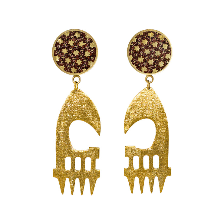 Ax Head Gold Earrings