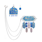 Blue Vaqar Earring & Brooch