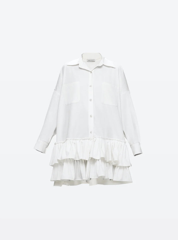 White pleated shirt