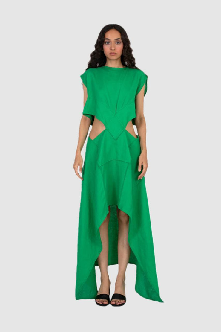 Green Axis Shift Dress