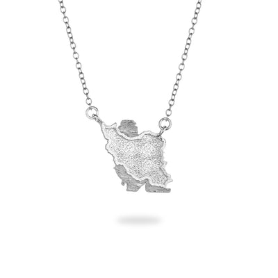 Silver Iran Map Necklace
