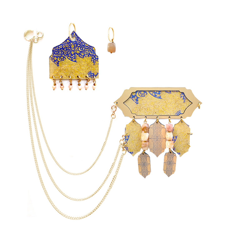 Beige Vaqar Earring & Brooch