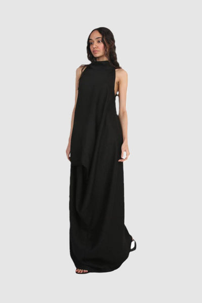Black Fluid Geometry Dress