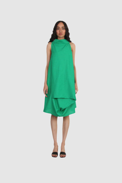 Green Fluid Geometry Dress