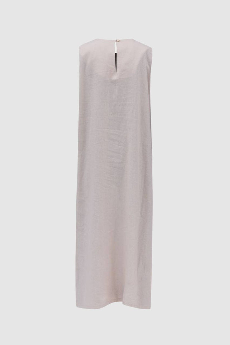 Beige Layered Linen Asymmetrical Top