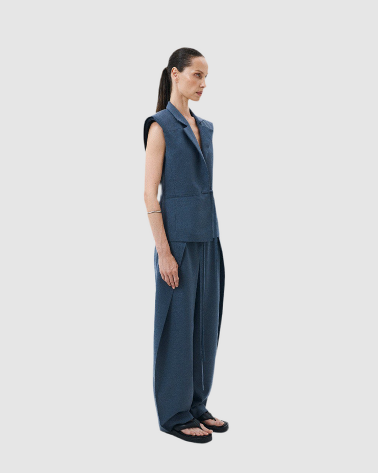 Blue Pleated Pants