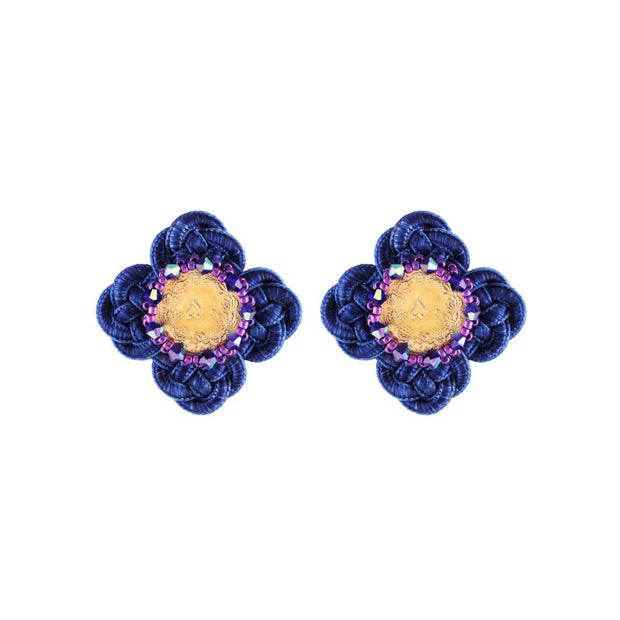 Blue Flower Cord Earrings