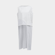 White Layered Linen Asymmetrical Top