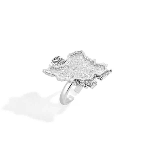 Silver Iran Map Adjustable Ring