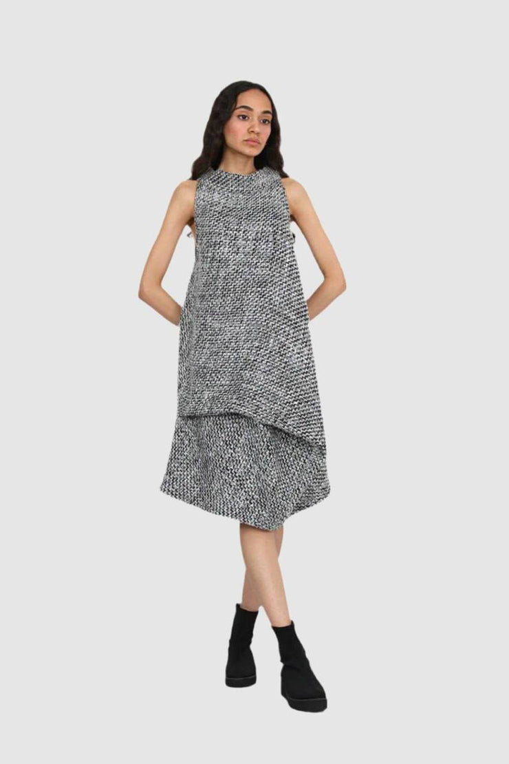 Fluid geometry wool dress