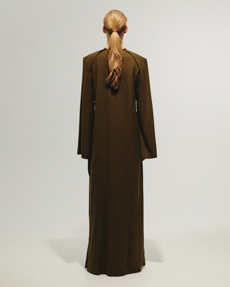 Green Khaki Dress with Designer Sleeves