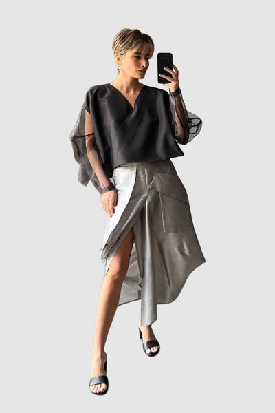 Silver Taffeta Skirt