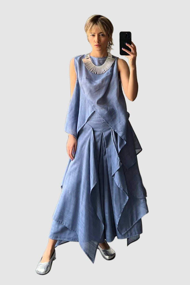 Blue Linen Skirt