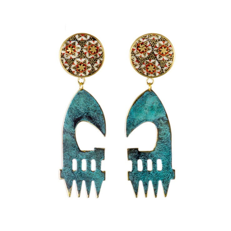 Ax Head Patina Earrings