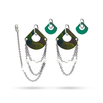 Helia Coral Green Earrings