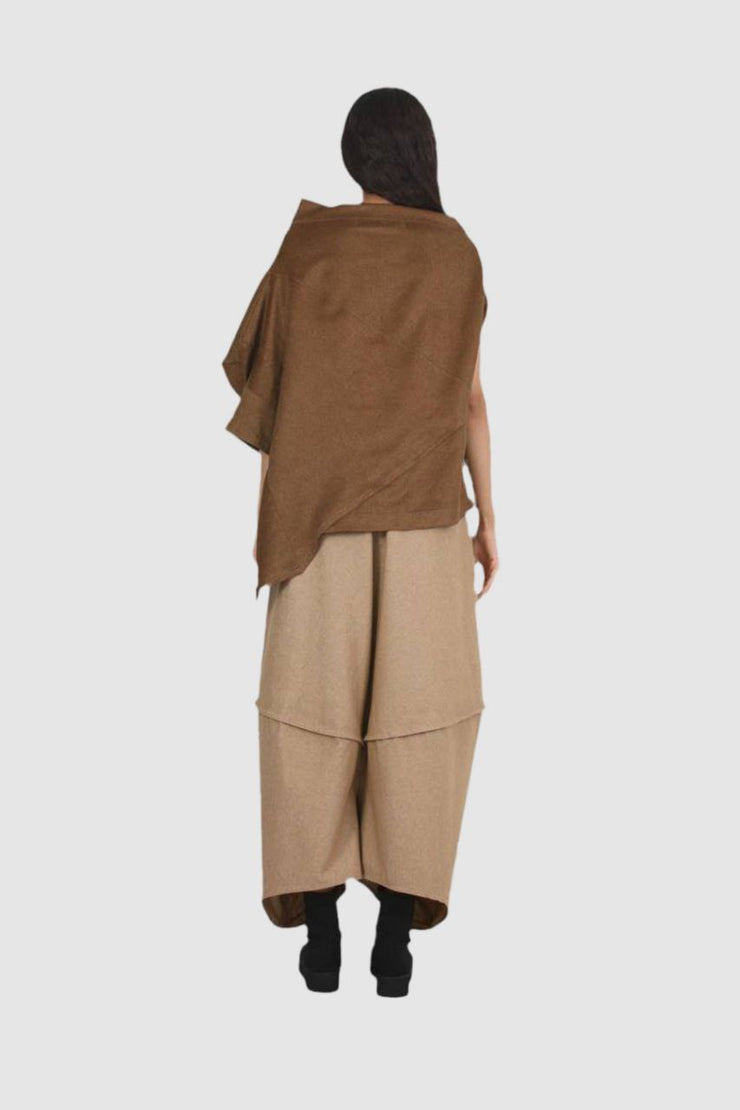 Beige Wool Horizon Harem Pants