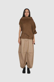 Beige Wool Horizon Harem Pants