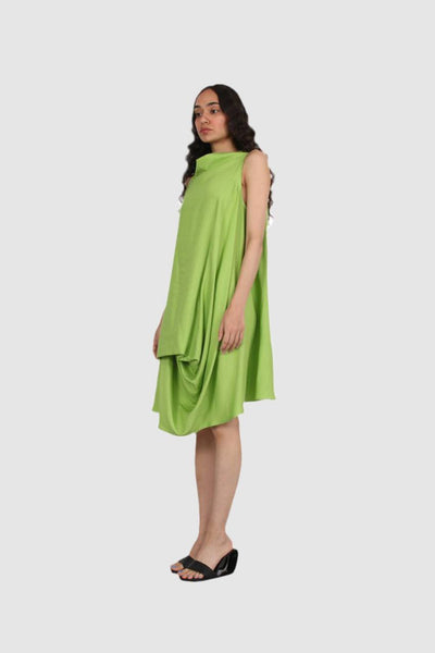 Fluid Geometry Linen Dress