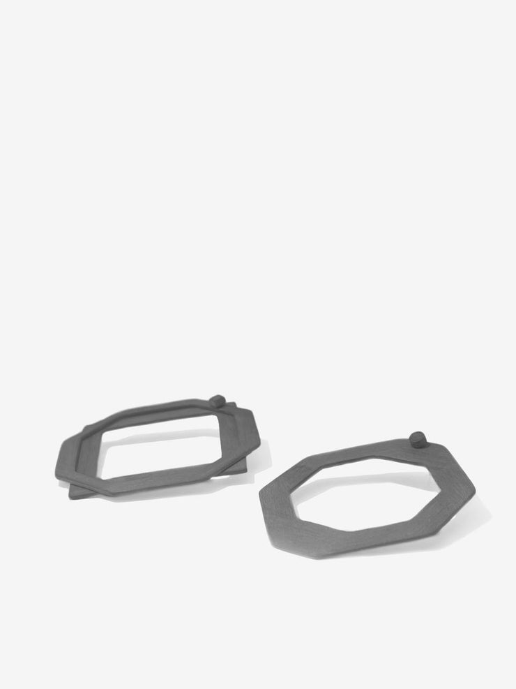 Carbon Layer Asymmetrical Steel Earring