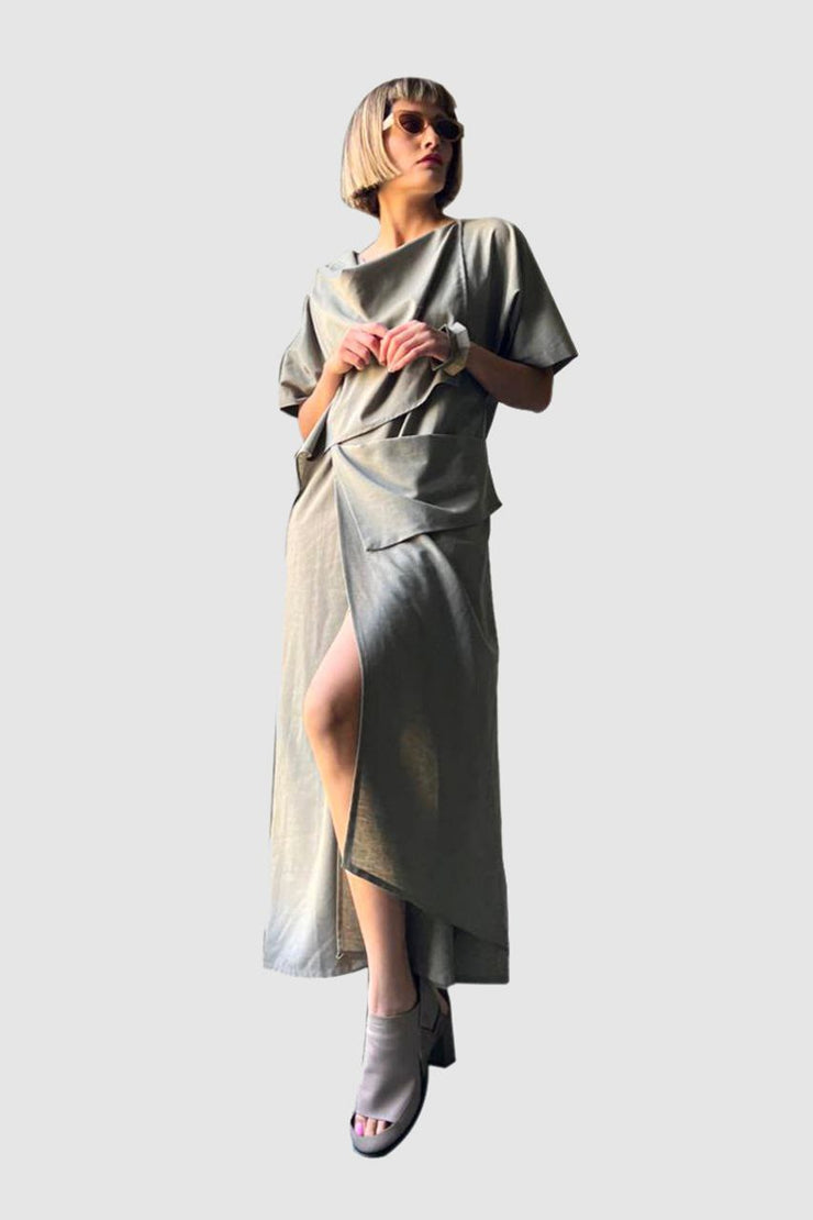 Khaki Linen Dress