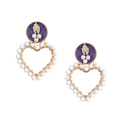 Purple Pearl Heart Earrings