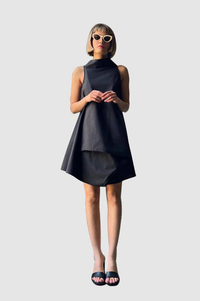 Taffeta Black Folded Dress