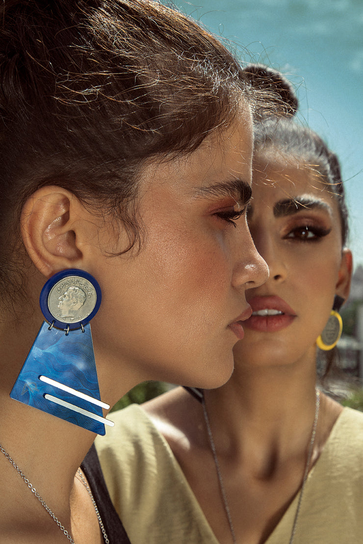 Blue Harp Earrings - Shop New fashion designer clothing, shoes, bags & Accessories online - KÖWLI SHOP