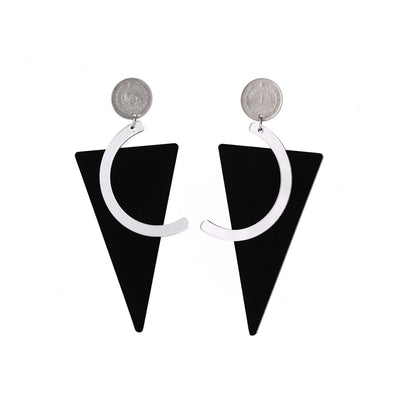 Triangle Earrings with Pahlavi Coins - Shop New fashion designer clothing, shoes, bags & Accessories online - KÖWLI SHOP