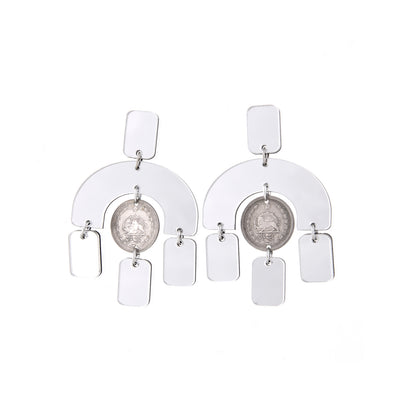 Mirror Arch Earrings with Pahlavi Coins - Shop New fashion designer clothing, shoes, bags & Accessories online - KÖWLI SHOP