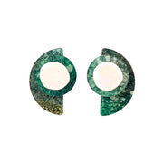 Green Geometric Earrings with Ceramics - Shop New fashion designer clothing, shoes, bags & Accessories online - KÖWLI SHOP
