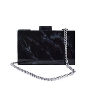 Black Marble Clutch with Silver Veins and Dark Gray Chain - Shop New fashion designer clothing, shoes, bags & Accessories online - KÖWLI SHOP