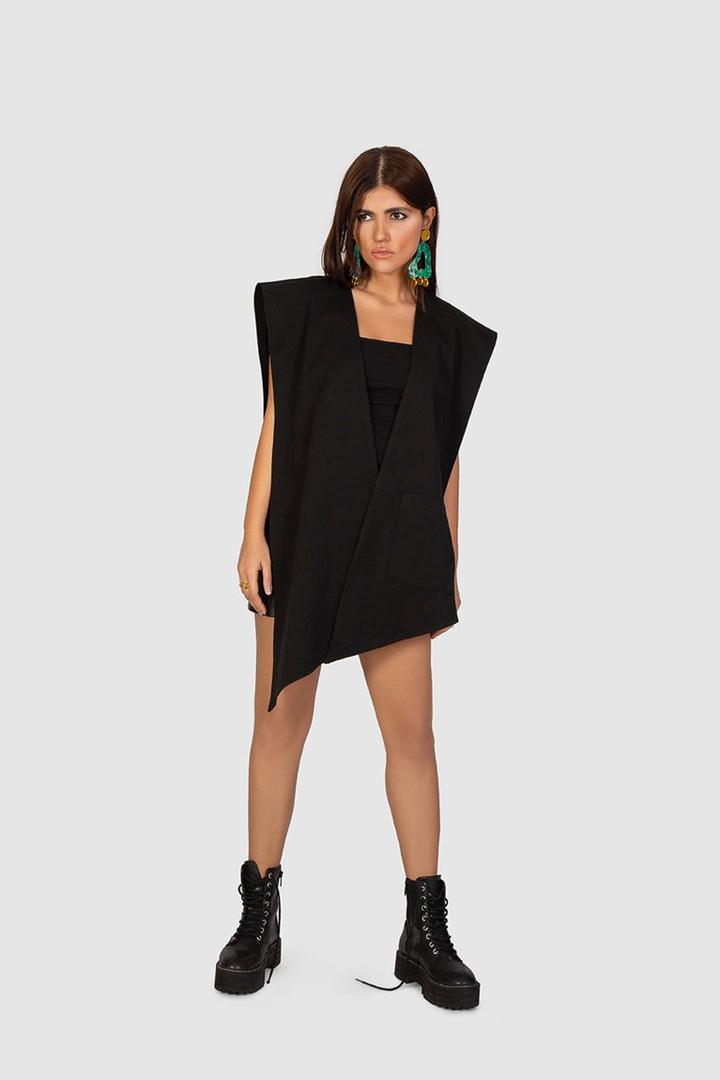 Asymmetrical Black Vest - Shop New fashion designer clothing, shoes, bags & Accessories online - KÖWLI SHOP
