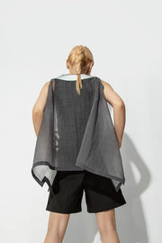 Grey Organza Persian Typography Tops - Shop New fashion designer clothing, shoes, bags & Accessories online - KÖWLI SHOP