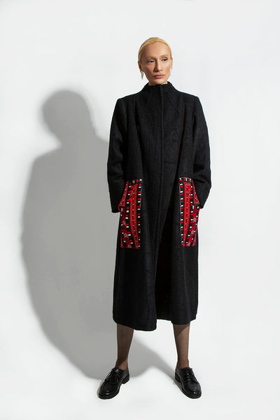 Black Coats with Balouchi Handmade Pockets - Shop New fashion designer clothing, shoes, bags & Accessories online - KÖWLI SHOP