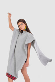 Light Grey Wool Poncho - Shop New fashion designer clothing, shoes, bags & Accessories online - KÖWLI SHOP