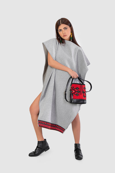 Light Grey Wool Poncho - Shop New fashion designer clothing, shoes, bags & Accessories online - KÖWLI SHOP