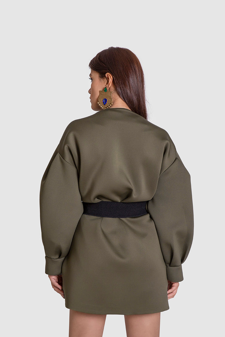 Green Dress with Waist Belt - Shop New fashion designer clothing, shoes, bags & Accessories online - KÖWLI SHOP