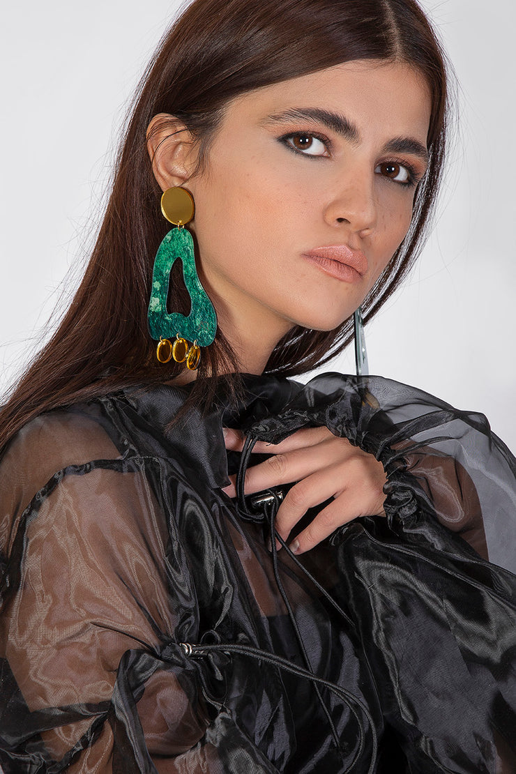 Green Drop Earrings - Shop New fashion designer clothing, shoes, bags & Accessories online - KÖWLI SHOP