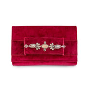 Red Velvet Classic Clutch with Sermeh Embroidery - Shop New fashion designer clothing, shoes, bags & Accessories online - KÖWLI SHOP