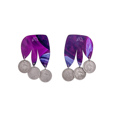 Flower Earrings with Pahlavi Coins - Shop New fashion designer clothing, shoes, bags & Accessories online - KÖWLI SHOP