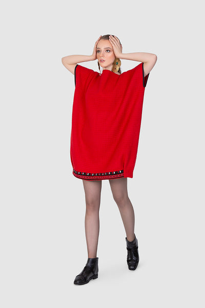 Red Loose Dress - Shop New fashion designer clothing, shoes, bags & Accessories online - KÖWLI SHOP