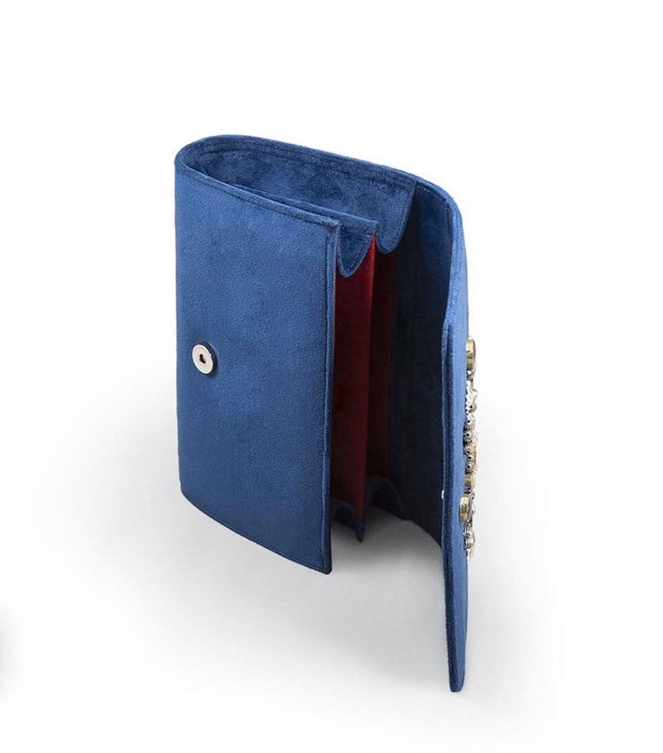 Blue Velvet Classic Clutch with Sermeh Embroidery - Shop New fashion designer clothing, shoes, bags & Accessories online - KÖWLI SHOP