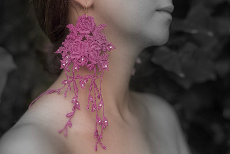 Pink chandelier Earrings - Shop New fashion designer clothing, shoes, bags & Accessories online - KÖWLI SHOP